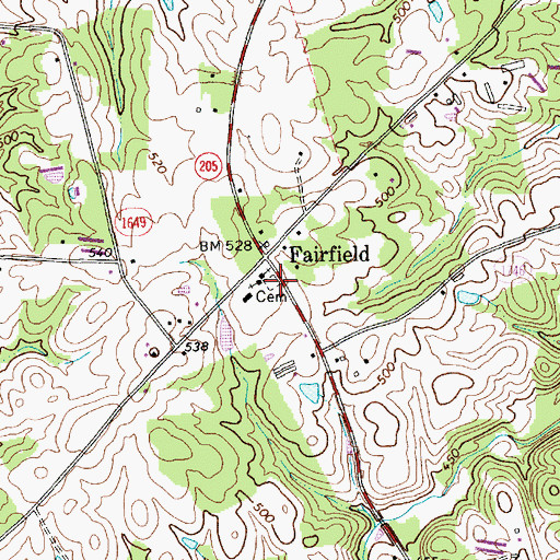 Topographic Map of Fairfield Baptist Church Cemetery, NC