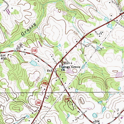 Topographic Map of Longs Grove Church Cemetery, NC