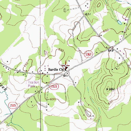 Topographic Map of Sardis Baptist Church Cemetery, NC