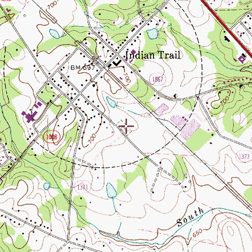 Topographic Map of Indian Trail Cemetery, NC