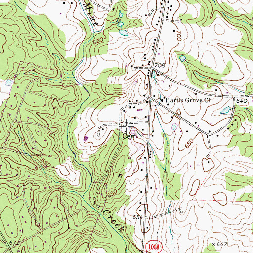 Topographic Map of Hartis Grove Baptist Church Cemetery, NC