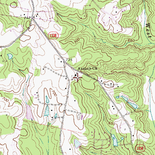 Topographic Map of Antioch Baptist Church Cemetery, NC