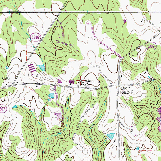 Topographic Map of Marvin Zion Church Cemetery, NC