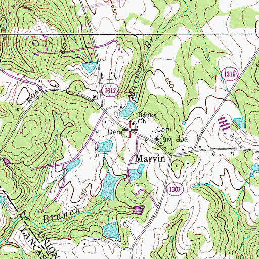 Topographic Map of Banks Presbyterian Church Cemetery, NC