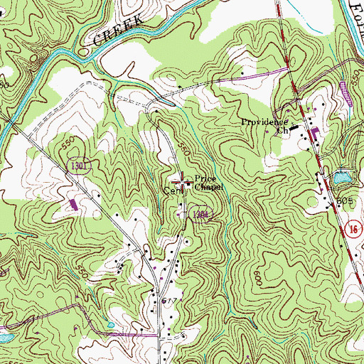 Topographic Map of Price Chapel Cemetery, NC