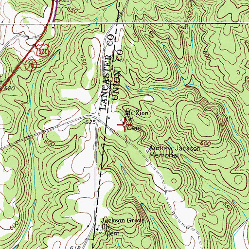Topographic Map of Mount Zion Baptist Church Cemetery, NC
