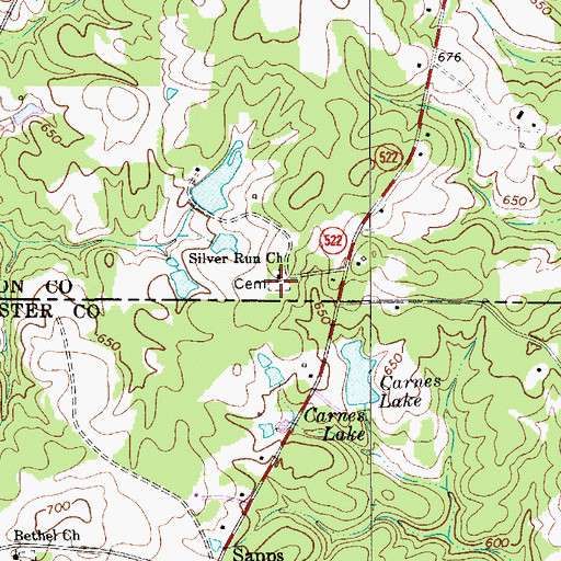 Topographic Map of Silver Run Church Cemetery, NC