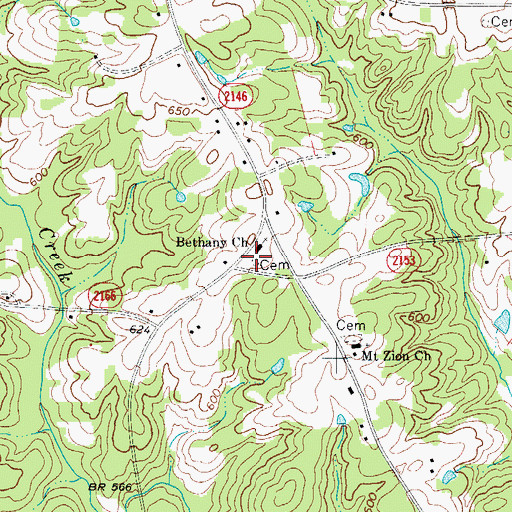 Topographic Map of Bethany Church Cemetery, NC