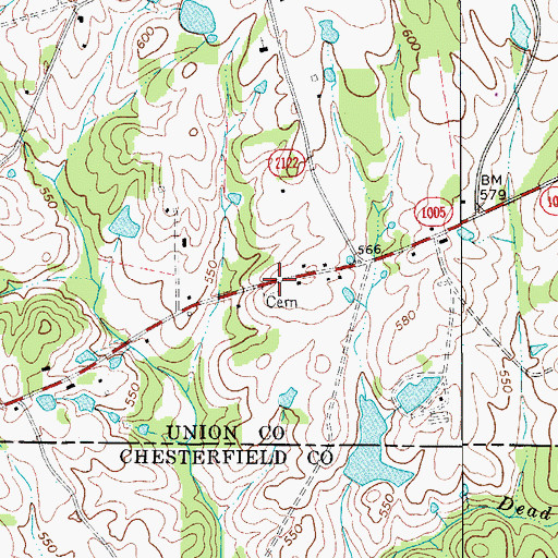 Topographic Map of Walters Family Cemetery, NC
