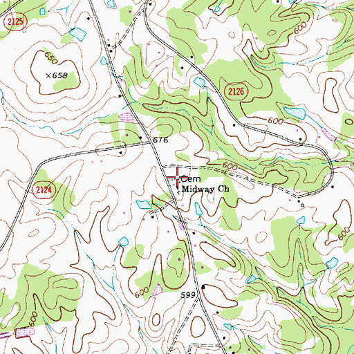 Topographic Map of Midway Church Cemetery, NC