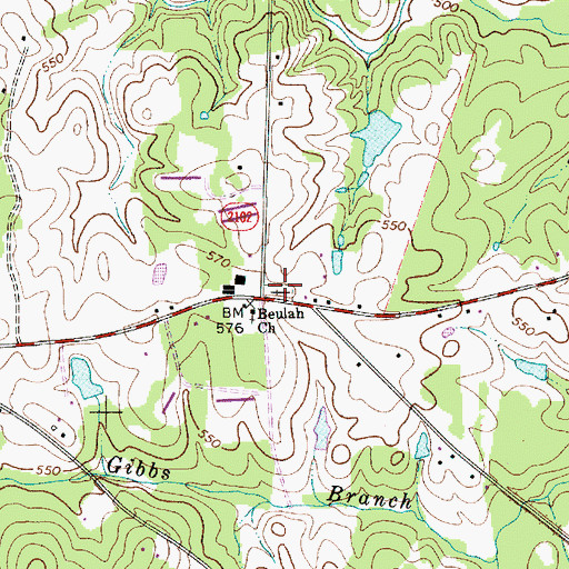 Topographic Map of Beaulah Church Cemetery, NC
