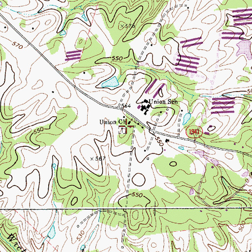 Topographic Map of Union Baptist Church Cemetery, NC