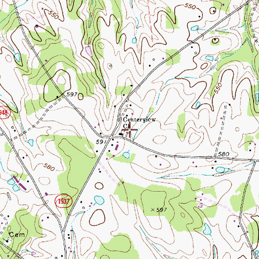 Topographic Map of Centerview Church Cemetery, NC