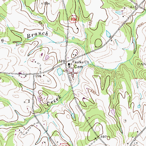 Topographic Map of Faulks Church Cemetery, NC