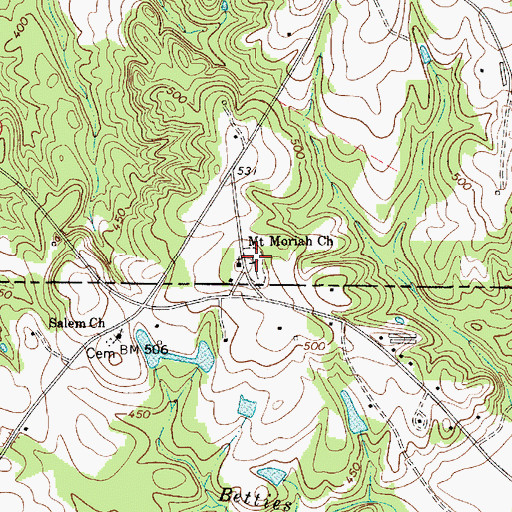 Topographic Map of Mount Moriah Church Cemetery, NC