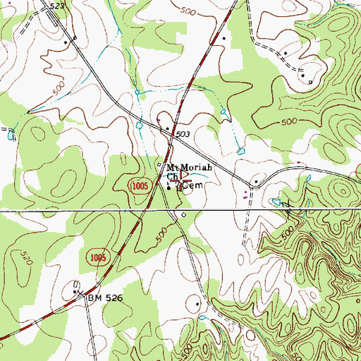 Topographic Map of Mount Moriah Church Cemetery, NC