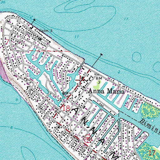 Topographic Map of Anna Maria, FL