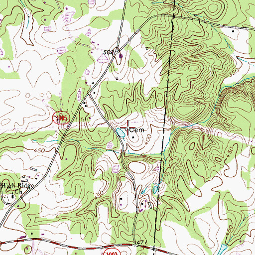Topographic Map of William Malachai Rushing Cemetery, NC