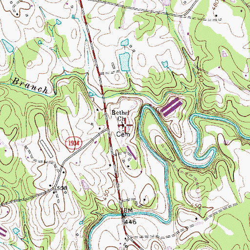 Topographic Map of Bethel Church Cemetery, NC