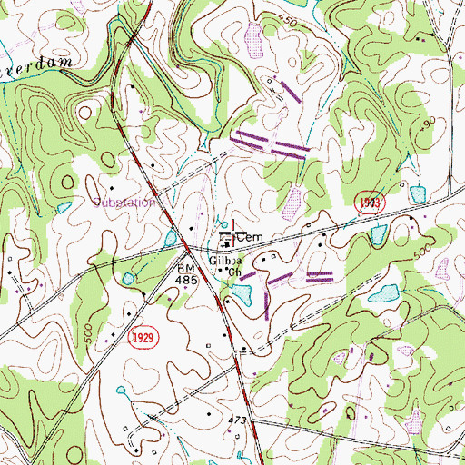 Topographic Map of Gilboa Methodist Church Cemetery, NC