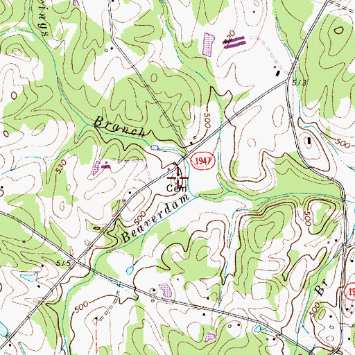 Topographic Map of Bennett - Bivens Cemetery, NC