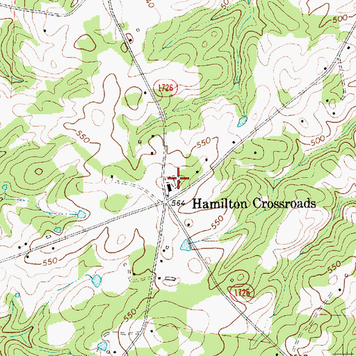 Topographic Map of Hamilton Crossroads Baptist Church Cemetery, NC