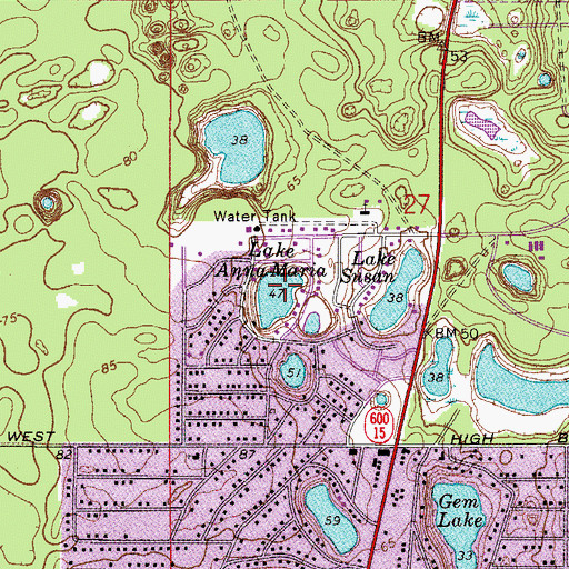 Topographic Map of Lake Anna Marie, FL