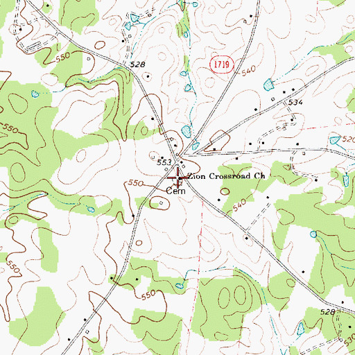 Topographic Map of Zion Crossroad Church Cemetery, NC