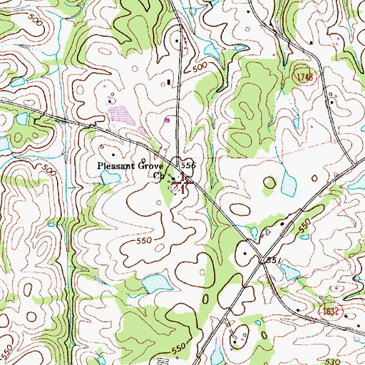 Topographic Map of Pleasant Grove Church Cemetery, NC