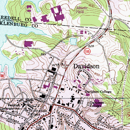 Topographic Map of Davidson College Cemetery, NC