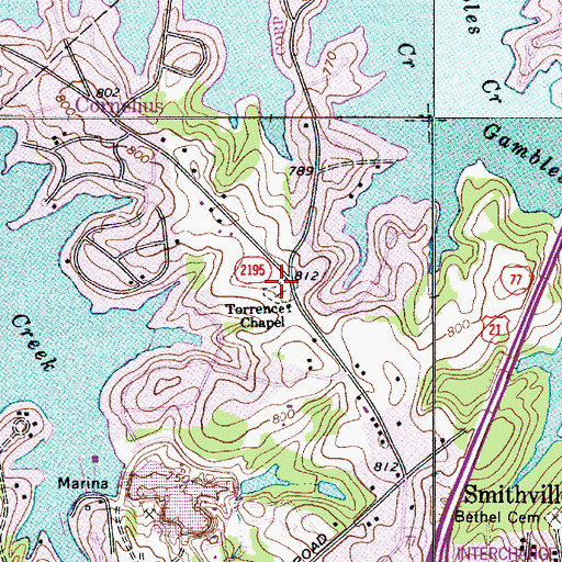 Topographic Map of Torrence Chapel Cemetery, NC