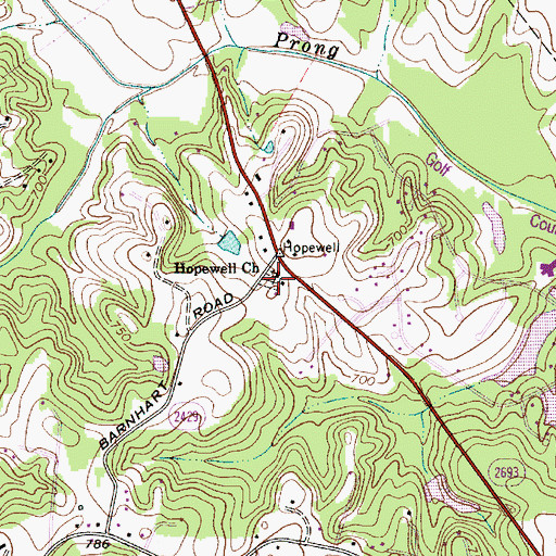 Topographic Map of Hopewell Church Cemetery, NC
