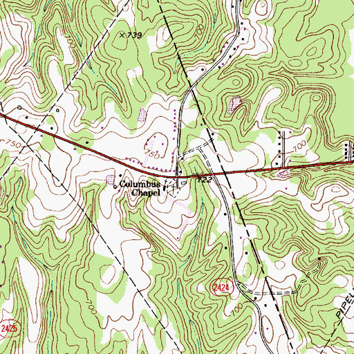 Topographic Map of Columbus Chapel Cemetery, NC