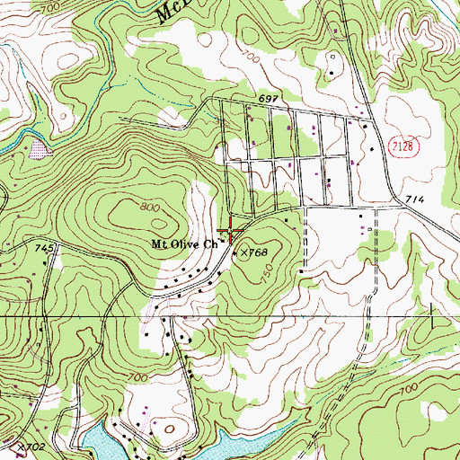 Topographic Map of Mount Olive Church Cemetery, NC