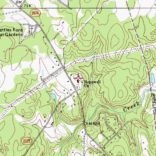 Topographic Map of Hopewell Presbyterian Church Cemetery, NC