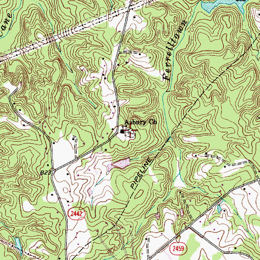 Topographic Map of Asbury Church Cemetery, NC