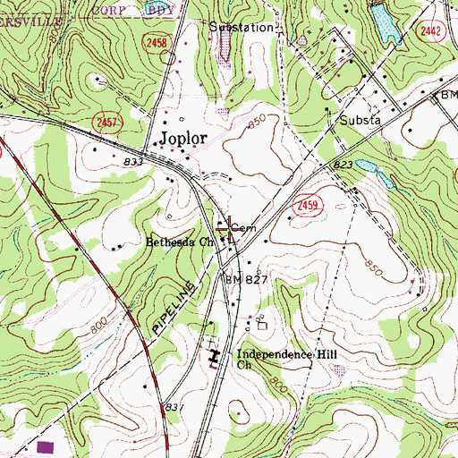 Topographic Map of Bethesda Church Cemetery, NC