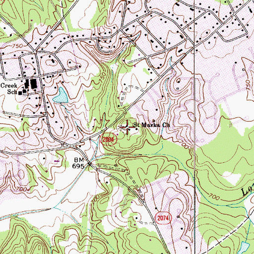Topographic Map of Saint Marks Church Cemetery, NC
