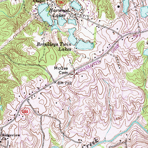Topographic Map of McGee Cemetery, NC