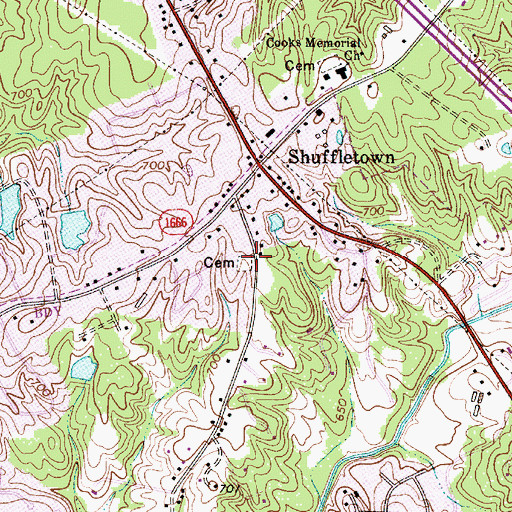 Topographic Map of Lawing School Road Cemetery, NC