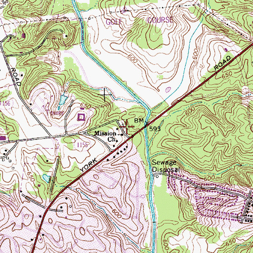Topographic Map of Mission Church Cemetery, NC