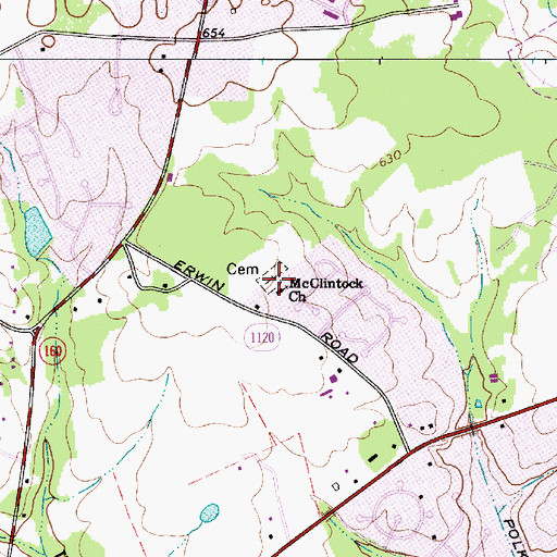 Topographic Map of McClintock Church Cemetery, NC
