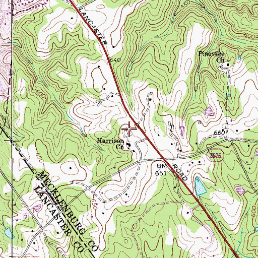 Topographic Map of Harrison Church Cemetery, NC