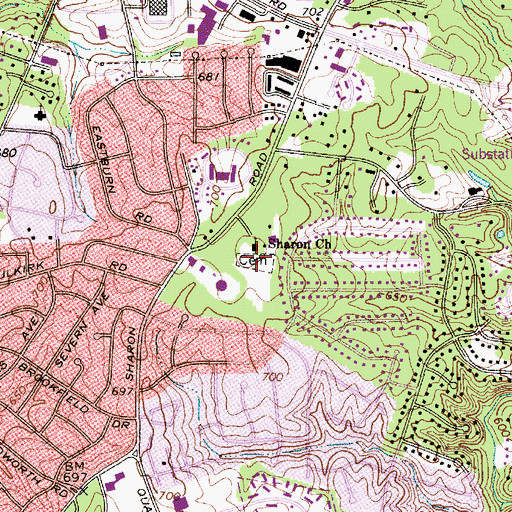 Topographic Map of Sharon Church Cemetery, NC