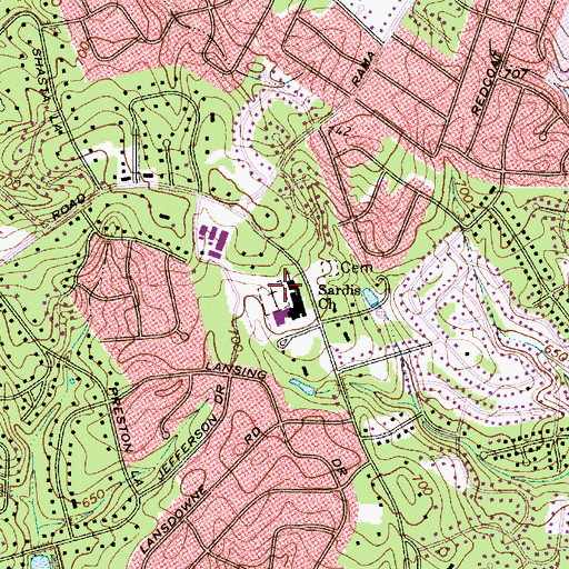Topographic Map of Sardis Presbyterian Church Cemetery, NC