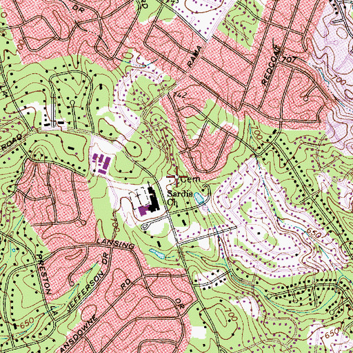 Topographic Map of Sardis Presbyterian Church Cemetery, NC