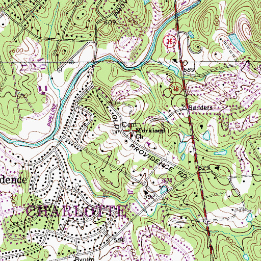 Topographic Map of Murkland Church Cemetery, NC
