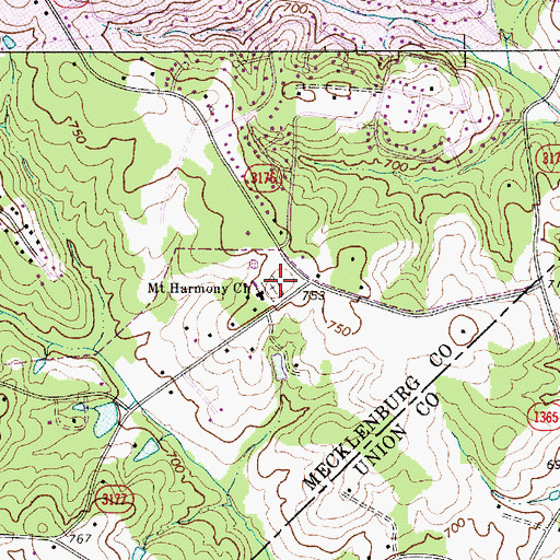 Topographic Map of Mount Harmony Church Cemetery, NC