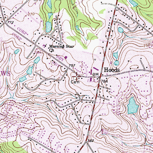 Topographic Map of Morning Star Lutheran Church Cemetery, NC