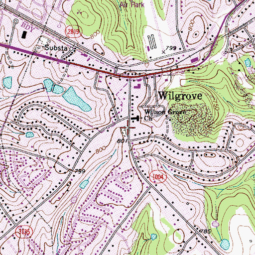 Topographic Map of Wilson Grove Baptist Church Cemetery, NC